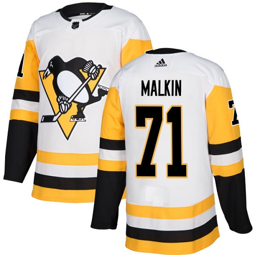 Adidas Penguins #71 Evgeni Malkin White Road Authentic Stitched Youth NHL Jersey